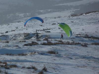 Paragliding in the snow 